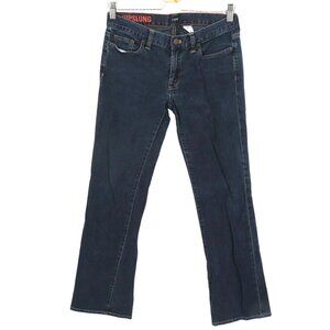 J Crew Womens 28 Solid Dark Blue Hipslung Denim Jeans Cotton Blend Pockets